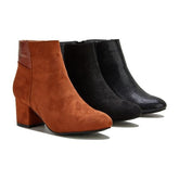 Trend Solid Color Zipper Ankle Boots Oshnow